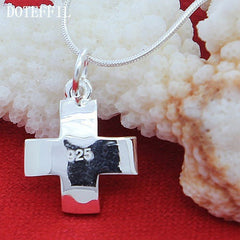 Cross Pendant Necklace Women 925 Sterling Silver 16-30 Inch Snake Chain Jewelry Gift