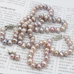 Purple Pearl Necklace Set Women Fish Clasp Elegant Casual Fashion Jewelry Gift