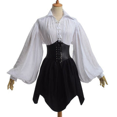 Gothic Black Corset Skirt Women Punk Elegant Casual Club Streetwear Fashion