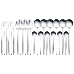 Gold Dinnerware Set 24-Piece Stainless Steel Silverware Dishwasher Safe Home Kitchen Gift