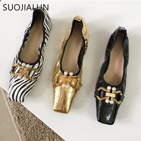 Square Toe Vintage Slip-On Ballet Flats Women Loafers Casual Comfortable Everyday Fashion