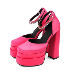 Thick Sole High Heel Platform Shoes Women Chunky Elegant Party Casual Fashion