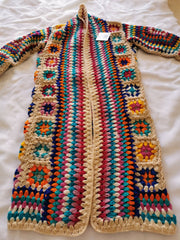 Long Sleeve Handmade Knit Maxi Coat Women Native Style Casual Warm Winter Outerwear