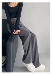 Wide Leg Suit Pants Women Brown Classic Casual Office Elegant Fashion Trousers