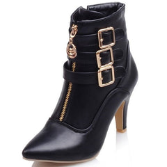 Pointed Toe Buckle Ankle Boots Women Casual Elegant Spring Fall Fashion Shoes