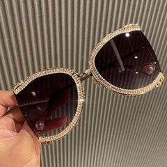 Luxury Crystal Rhinestone Sunglasses Women Fashion Oversized Ladies Glasses