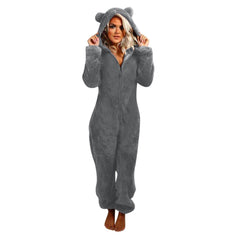 Women's Long Sleeve Hooded Jumpsuit Pajama Sleepwear