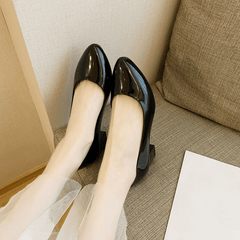 Low Heel Patent Vegan Leather Pumps Women Comfortable Casual Office Everyday Fashion Shoes