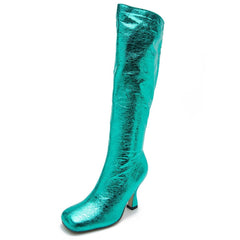 Chunky Heel Shiny Boots Women Bling Sparkly Casual Club Party Fashion Shoes