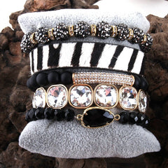 Leopard Leather Bracelet Set 5-Piece Handmade Women Casual Fashion Jewelry Gift