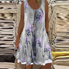 Plus Size Floral Print A-Line Midi Dress Women Sleeveless Loose Casual Summer S-5XL Fashion