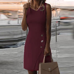 Plus Size Retro Sleeveless Dress Women Slim Fit Button Elegant Casual Spring Summer S-3XL