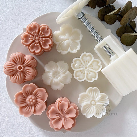 Mooncake Mold Sakura Cherry Blossom Pattern Stamp Pastry Baking DIY Kitchen Tool Gift