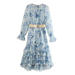 Multi-Layer Ruffle Summer Dress Women Holiday Casual Elegant Beach Vacation Fashion