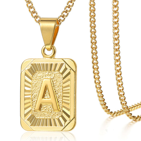 Initial Pendant Necklace Women Men Gold Plated Personalized Casual Fashion Jewelry Gift