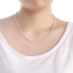 Snake Chain Bead Necklace Women 925 Sterling Silver Elegant Casual Fashion Jewelry Gift