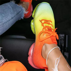 Women's Flyknit Lace Up Athletic Sneakers Air Cushion Low Top Fashion Sneaker