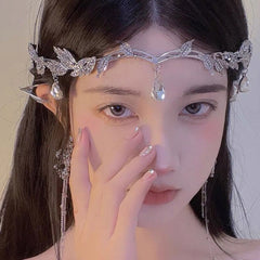 Leaves Waterdrop Crown Tiara Women Elegant Bridal Wedding Hair Accessory Fashion Gift