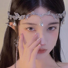 Leaves Waterdrop Crown Tiara Women Elegant Bridal Wedding Hair Accessory Fashion Gift