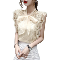 Hollow Out Vintage Sleeveless Top Women Casual Chic Everyday Summer Fashion
