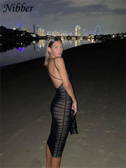 Pleated Mesh Maxi Prom Dress Women Long Elegant Evening Party Wedding Guest Fashion Dress