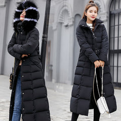 Fur Collar Long Coat Women Warm Fashion Casual Elegant Winter Outerwear Fashion