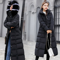 Fur Collar Long Coat Women Warm Fashion Casual Elegant Winter Outerwear Fashion
