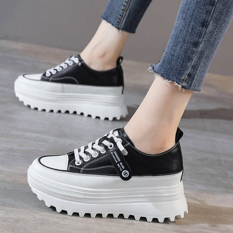 Genuine Leather Platform Wedge Shoes Women Casual Elegant Comfortable Summer Fashion