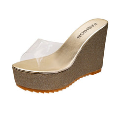 Transparent Platform Wedge Sandals Women Clear Heel Casual Elegant Summer Beach Fashion Shoes