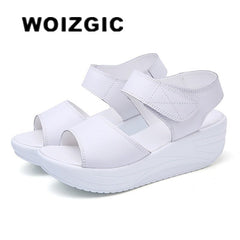 Platform Wedge Sandals Women Genuine Leather Casual Comfortable Summer Beach Vacation Fashion