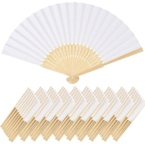 Foldable Paper Fan 10-30 Pack White Chinese Bamboo Portable Wedding Birthday Party Decor Gift