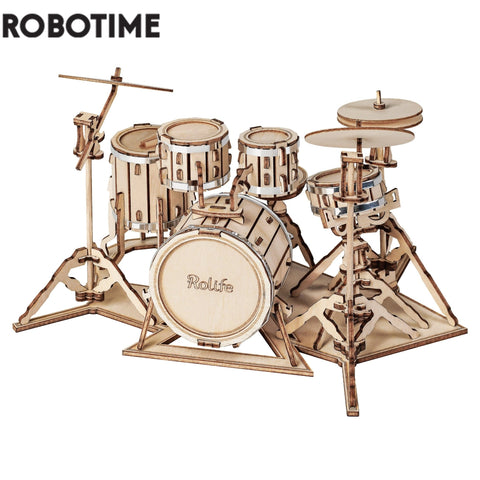Wooden Musical Instrument Puzzle Kit Kids 3D DIY Assembly Saxophone Drum Accordion Cello Gift