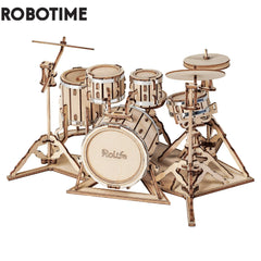 Wooden Musical Instrument Puzzle Kit Kids 3D DIY Assembly Saxophone Drum Accordion Cello Gift