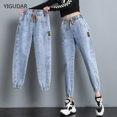 High Waist Stretch Jeans Women Vintage Ankle Length Denim Casual Comfortable Fashion Trousers