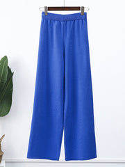 Lapel Knit Sweater & Wide Leg Pant Set Women Solid Loose Casual Winter Fashion Outfit
