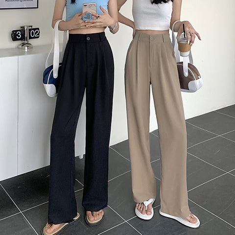 High Waist Wide Leg Pants Women Korean Style Casual Comfortable Everyday Fashion Trousers