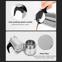 Portable Espresso Coffee Pot Mocha Stove Latte Filter Camping Home Kitchen Brewing Tool