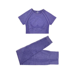 High Waist Yoga Set Women 2-Piece Long Sleeve Crop Top Leggings Gym Workout Fitness Fashion
