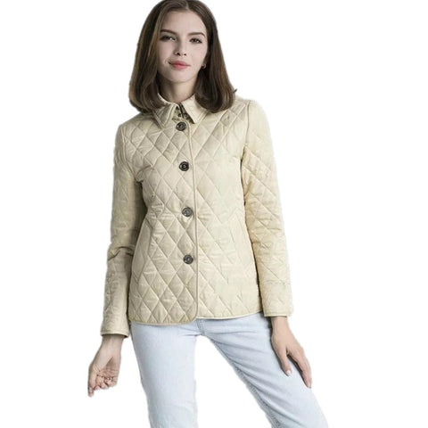 Short Cotton Padded Parka Women Button Turn-Down Collar Warm Winter Casual Outerwear Fashion