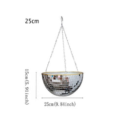Disco Ball Hanging Flower Pot Basket Garden Vase Home Outdoor Decor Unique Gift