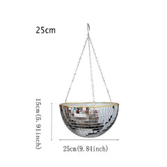 Disco Ball Hanging Flower Pot Basket Garden Vase Home Outdoor Decor Unique Gift