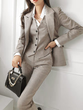 Fashion Women's Vintage 3-Piece Suit Business Straight Pant Suit