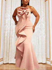 Plus Size Women's Long Party Dress Ruffles Sleeveless