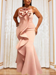 Plus Size Ruffle Sleeveless Maxi Dress Women Long Elegant Party Casual Fashion Dress