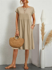 Casual Midi Dress Women Pockets Loose Comfortable Everyday Beach Vacation Summer Fashion