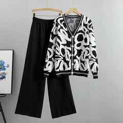 Long Sleeve Knit Sweater & Pant Set Women 2-Piece Warm Casual Autumn Winter Fashion