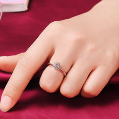 Engagement Ring Women 18K White Gold Plated 2.0 Carat Zircon Stone Elegant Jewelry Gift