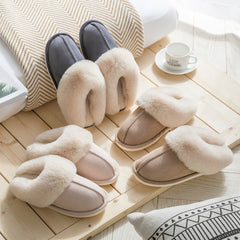 Plush Fur Slippers Women Cotton Winter Warm Bedroom Non-Slip Indoor Comfortable Casual Shoes