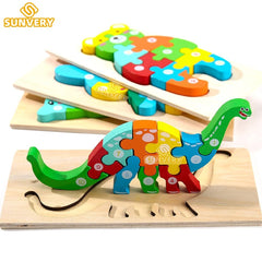 Montessori Wooden Puzzle Kids Ages 2-5 Jigsaw Preschool Learning Educational Toddler Toy Gift