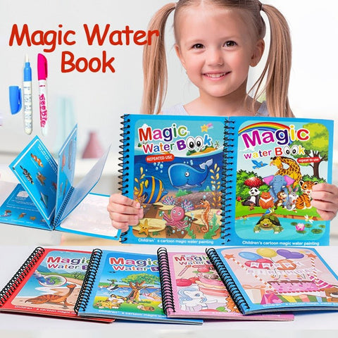 Magic Water Coloring Book Kids Reusable Montessori Drawing Unicorn Dinosaur Animal Early Education